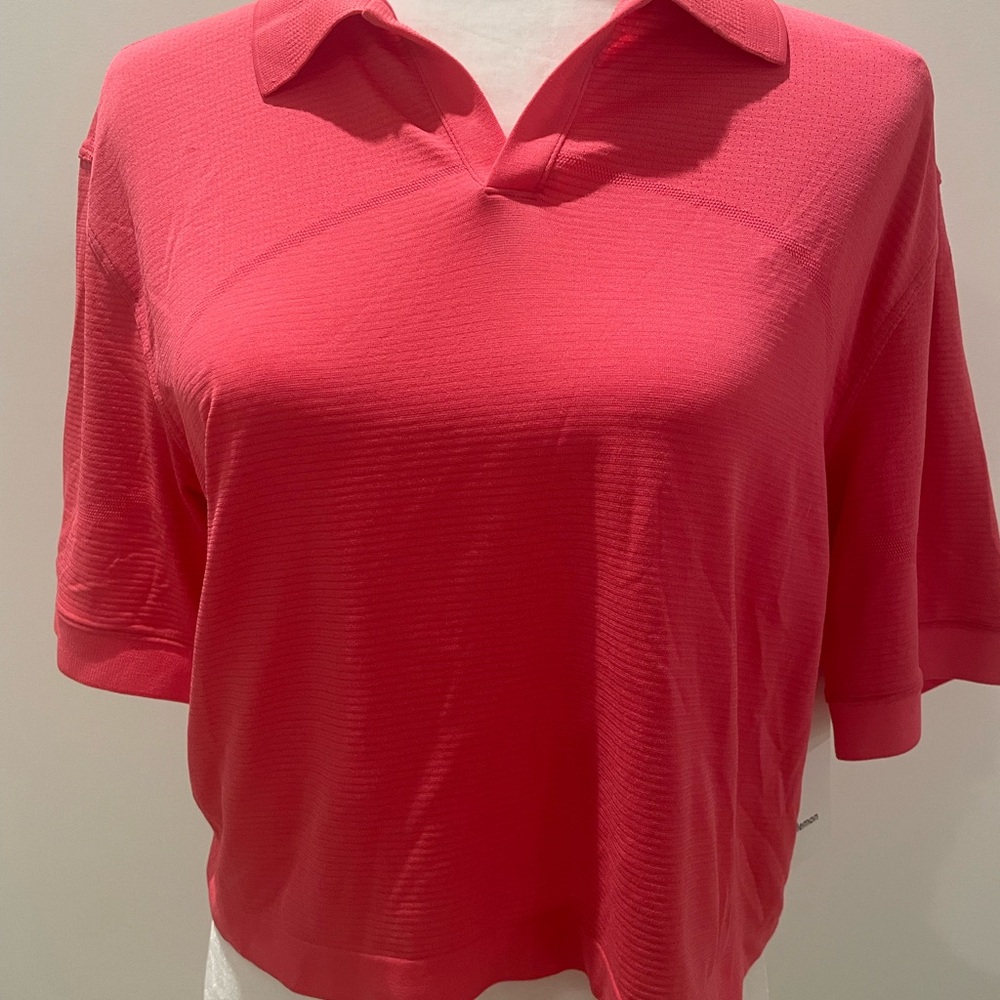 Lululemon Athletica Pink Polo Shirt Short Sleeve Relaxed Fit